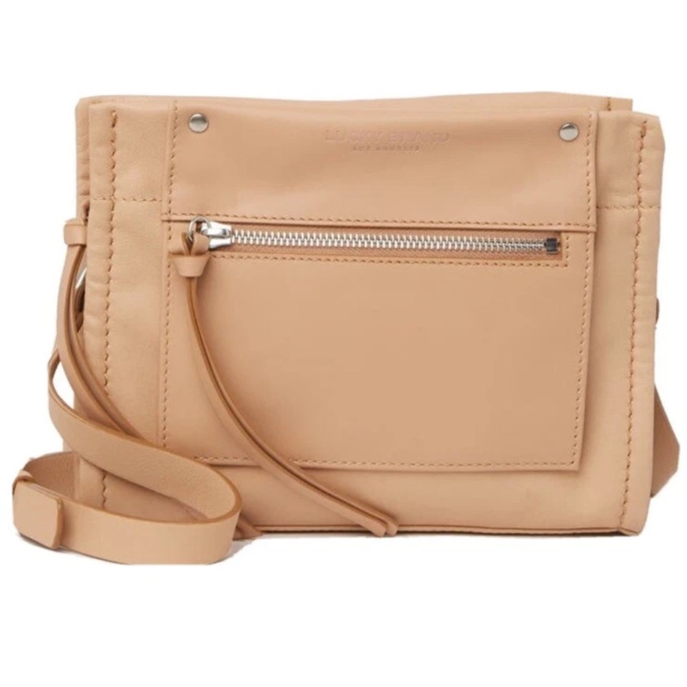 Lucky Brand Soue Leather Crossbody Handbag Dusty Sand MSRP $148.00